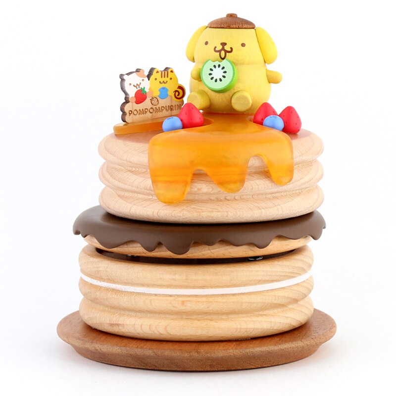 Sanrio pompompurin hot wooden music box breakfast pancake