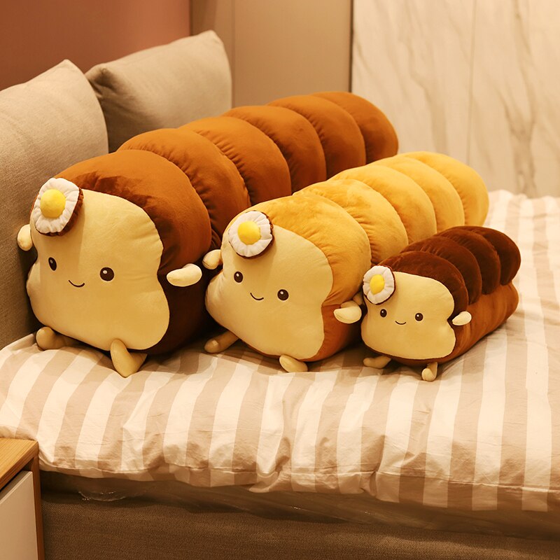 Toast Bread Pillow Cushion with Aggrieved Expression, Kawaii Plush