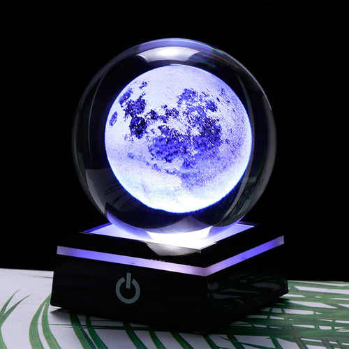 3D Moon Crystal Ball LED Light Sphere Ornament (8cm)