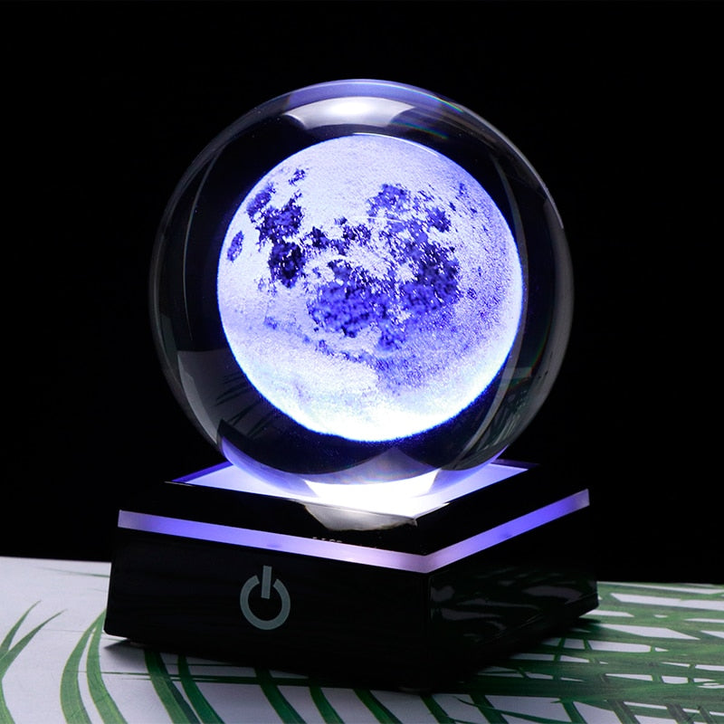 Engraved Acrylic LED Light Base - Moon Phase and Crystals - Witchy