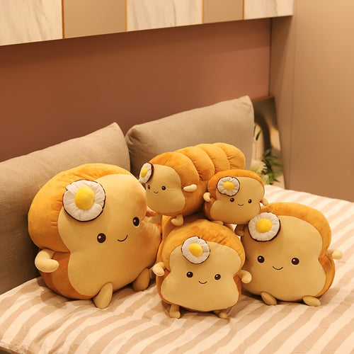 Poached Egg Bread Toast Plush Pillows