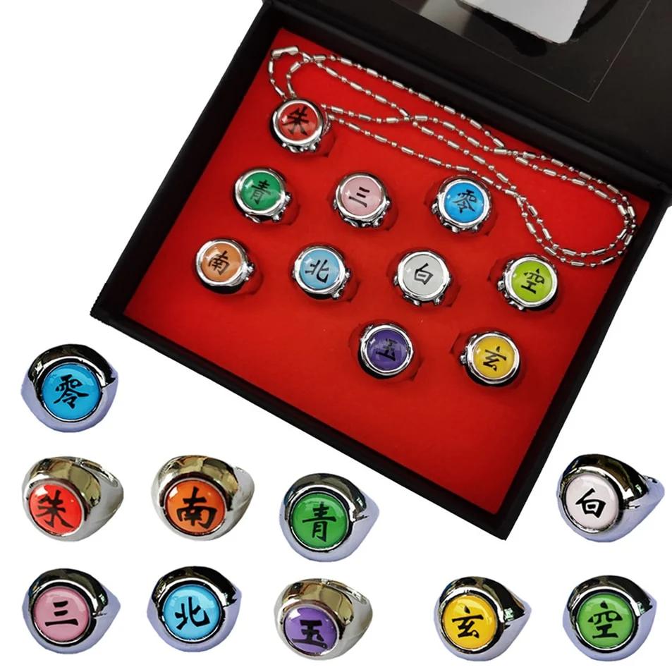 10PCS Anime Naruto Metal Action Figure Rings Set